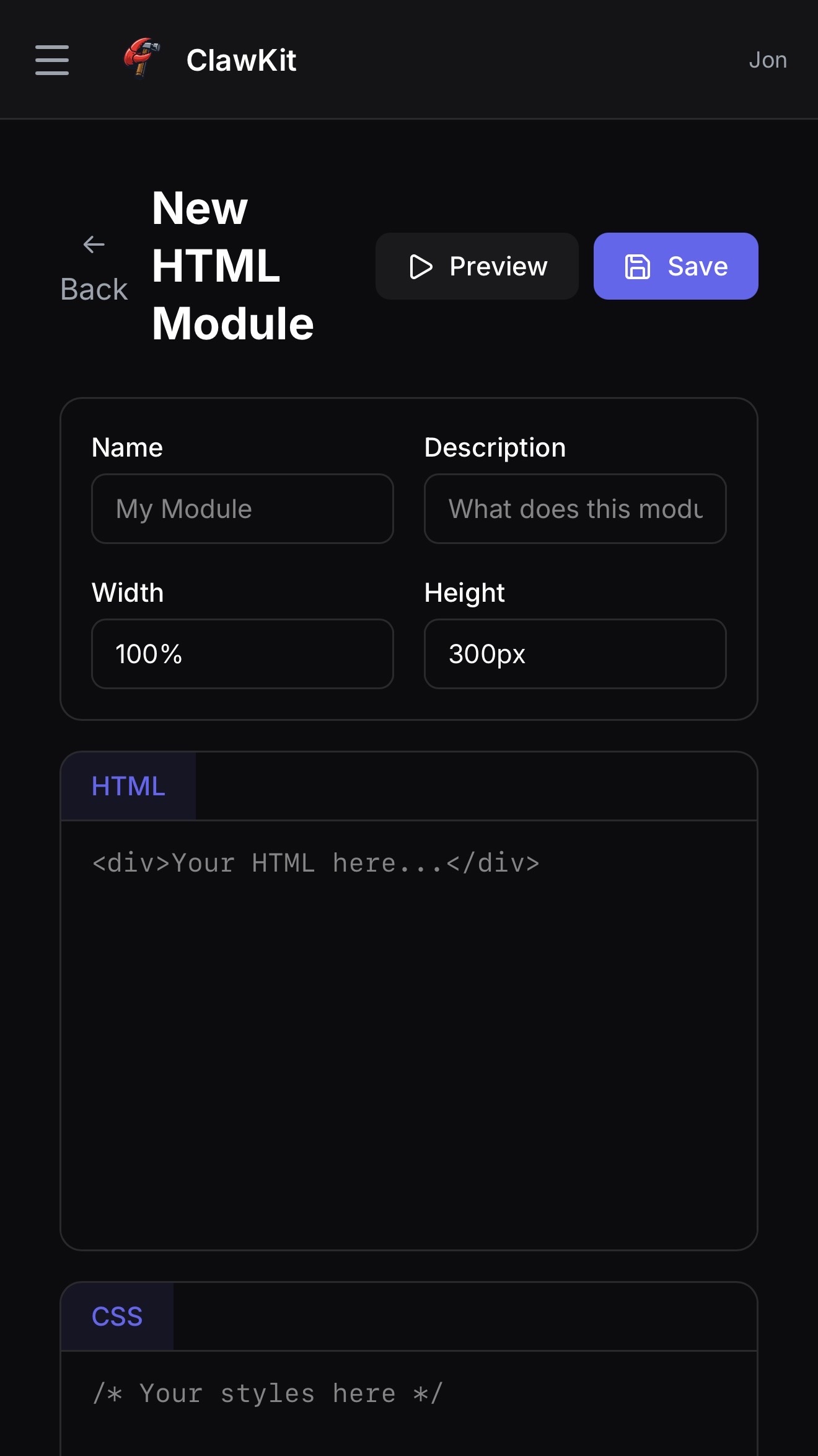 ClawKit Agent Profile - API key management, markdown files, and activity tracking