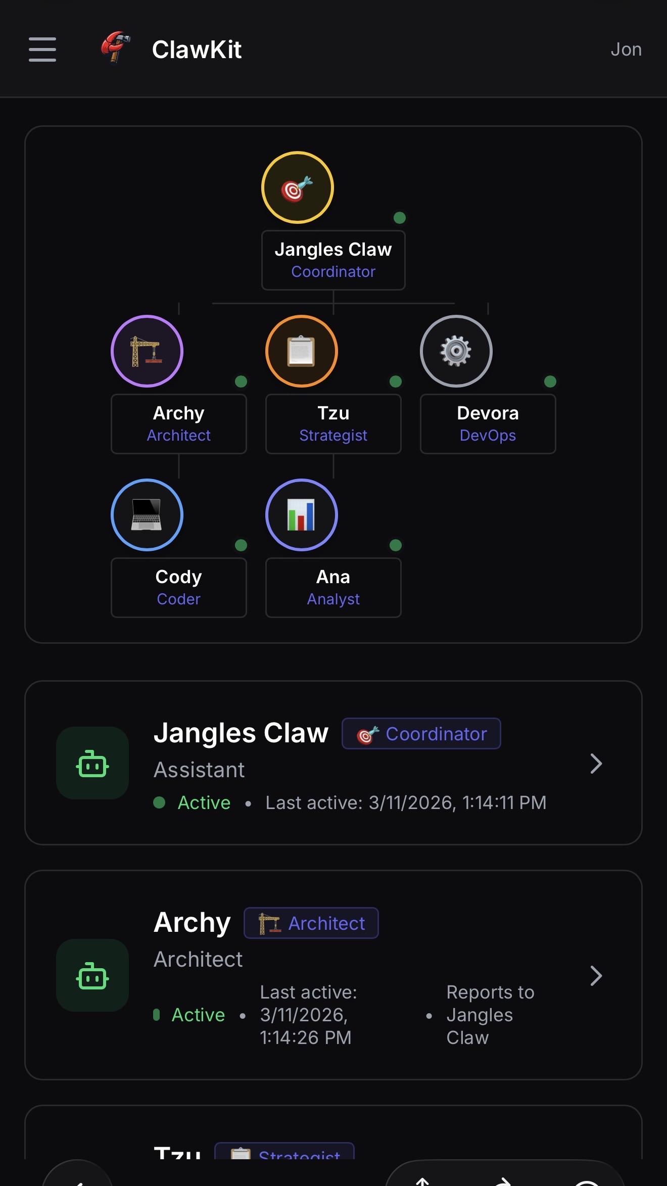 ClawKit Task Management - Board view with assigned tasks, priorities, and status tracking